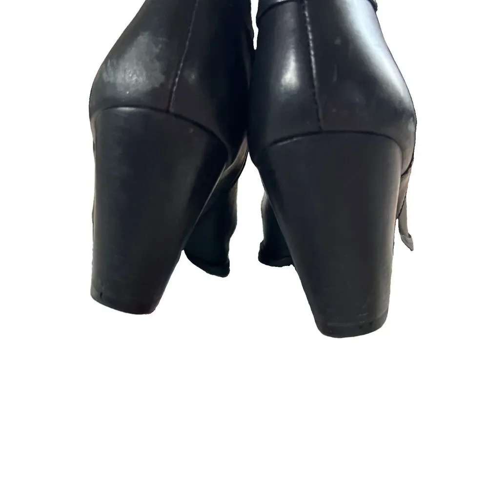 Harley Davidson Wmns 8.5 Western Studded Cowboy Boots Black Logo Zipper Leather